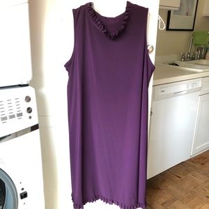 Purple sleeveless dress with ruffle detail